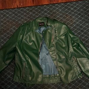 Women’s faux leather jacket green and never worn